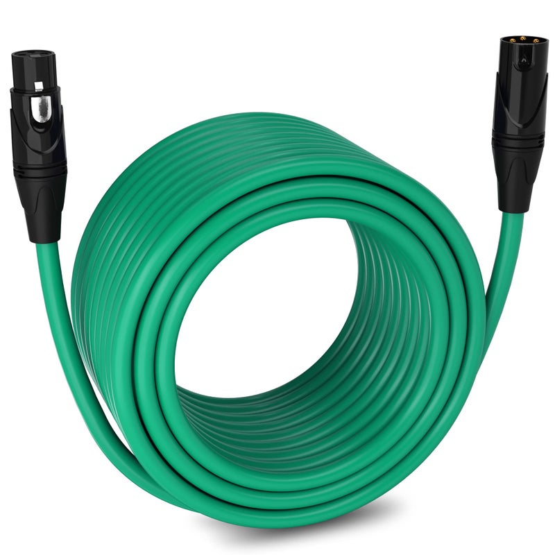 LyxPro 100 Feet XLR Microphone Cable Balanced Male to Female 3 Pin Mic Cord for Powered Speakers Audio Interface Professional Pro Audio Performance and Recording Devices - Green - Image 1